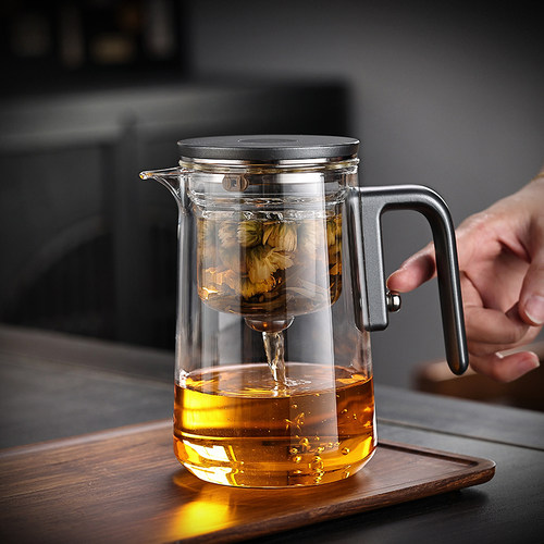 磁吸飘逸杯泡茶壶2024新款无杆一键下水高档办公茶具茶水分离杯子