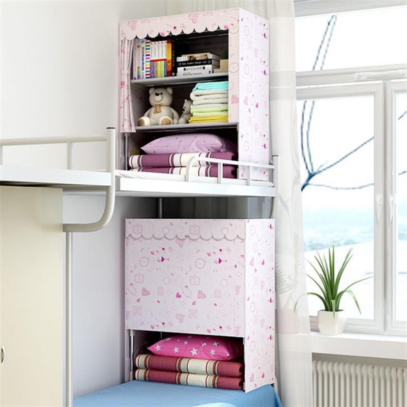 上铺衣柜寝室收纳柜上下铺置物架床上多层大容量床头柜子学生住校