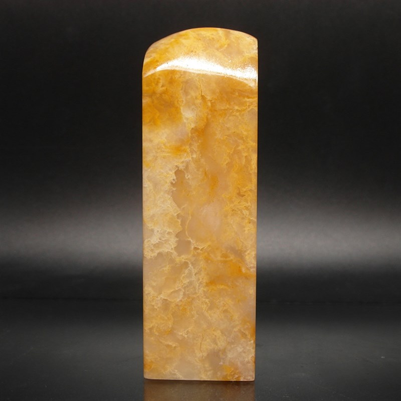 巴林石印章石料篆刻印章黄花彩冻石33*32*106mm