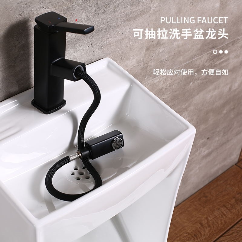 新款小便斗带洗手盆家用小便器挂墙式男士尿斗方形洗手盆带小便池