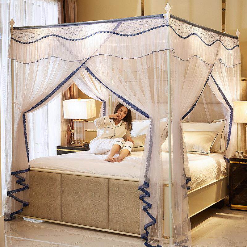 新款落地宫廷蚊帐家用公主风1.8m床方便拆洗加密纹账加厚支架