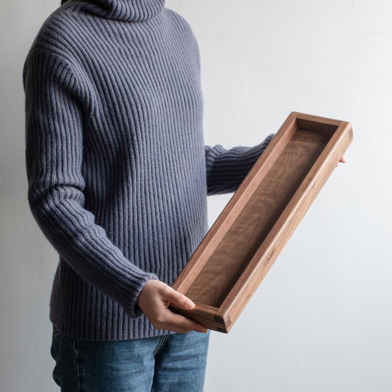 黑胡桃木实木盒子长条形复古风日式客厅茶桌软装燕尾榫榫卯收纳盒