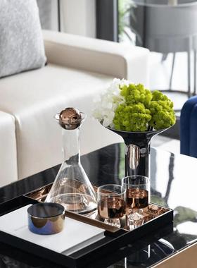 现代轻奢玻璃酒具摆件样板间客厅茶几桌面醒酒器套装组合软装饰品