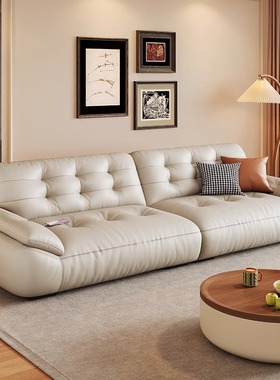 斯帝罗兰真皮沙发头层牛皮复古风客厅小户型中古风多功能直排黑色