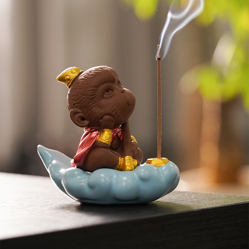 久造紫砂孙悟空禅意摆件创意齐天大圣家居客厅桌面装饰线香插摆设