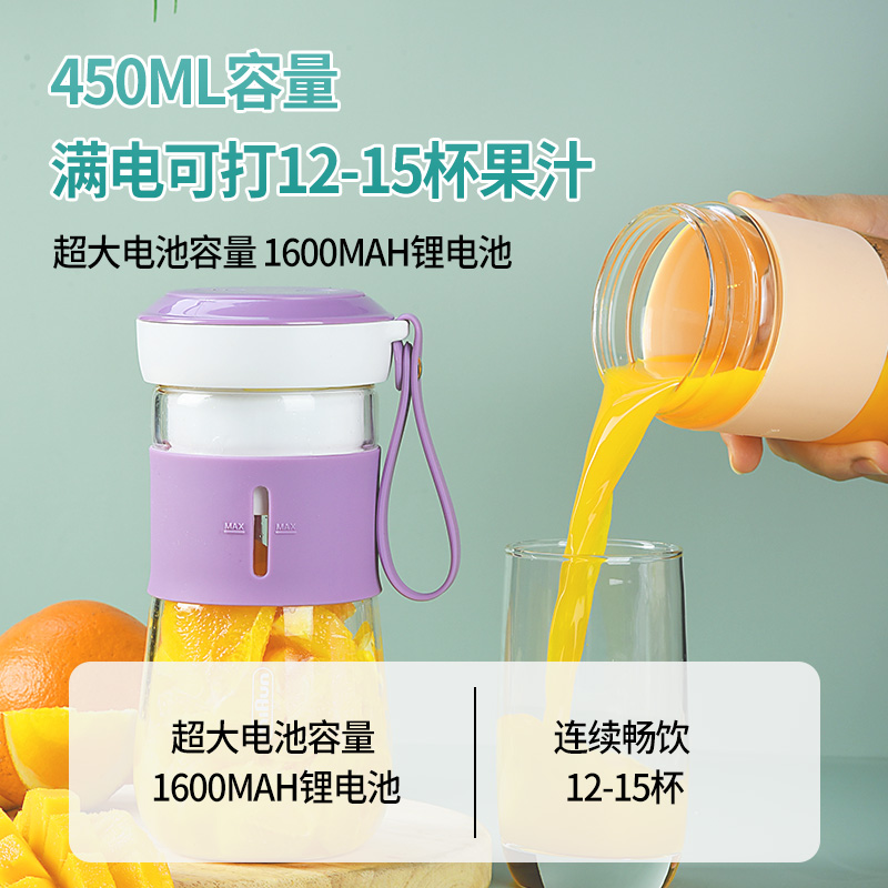 榨汁机小型便携式迷你电动果汁机打炸水果随行玻璃杯身多功能家用
