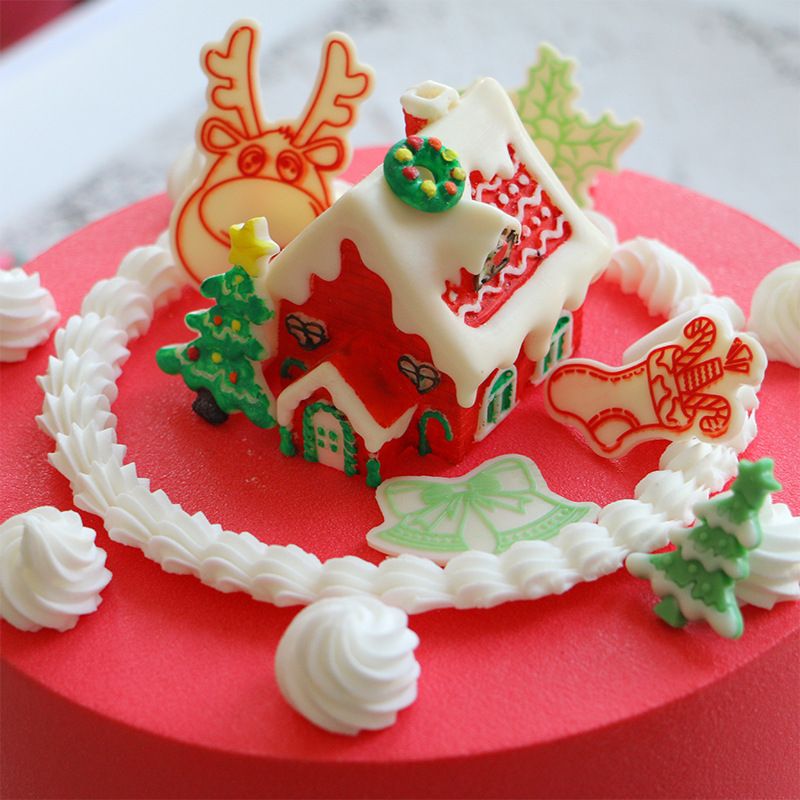 圣诞小屋模具硅胶食品级巧克力翻糖蛋糕插件可爱小屋造型DIY磨具