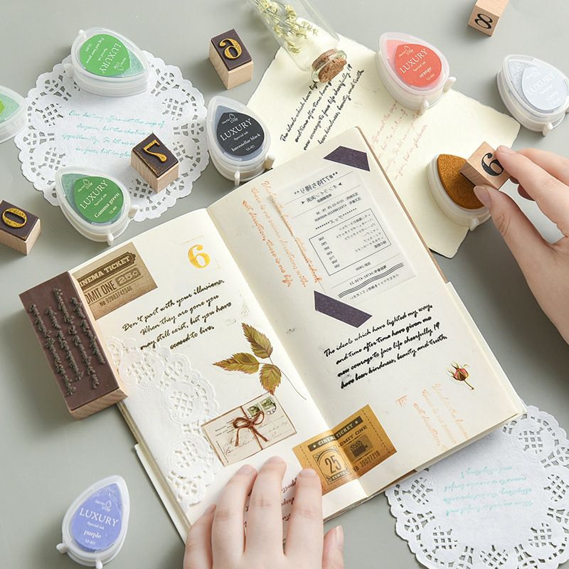 悦真特殊油墨水滴大红色印台日记橡胶印章伴侣儿童手抄报绘画印泥