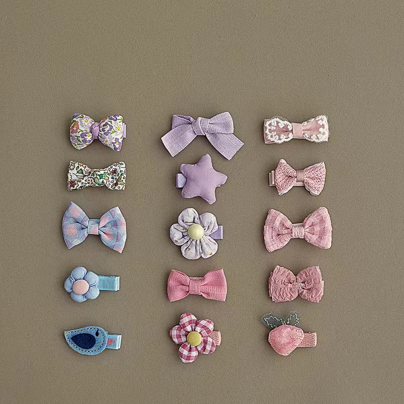 宝宝小发夹儿童刺绣bb夹婴儿全包布安全头饰女童发饰婴幼儿发卡子