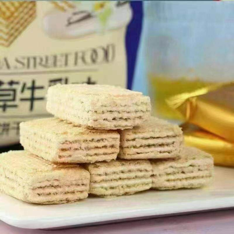 KEKEJIE可可街威化饼干 干草莓奶香味香草牛乳味独立包装休闲 零