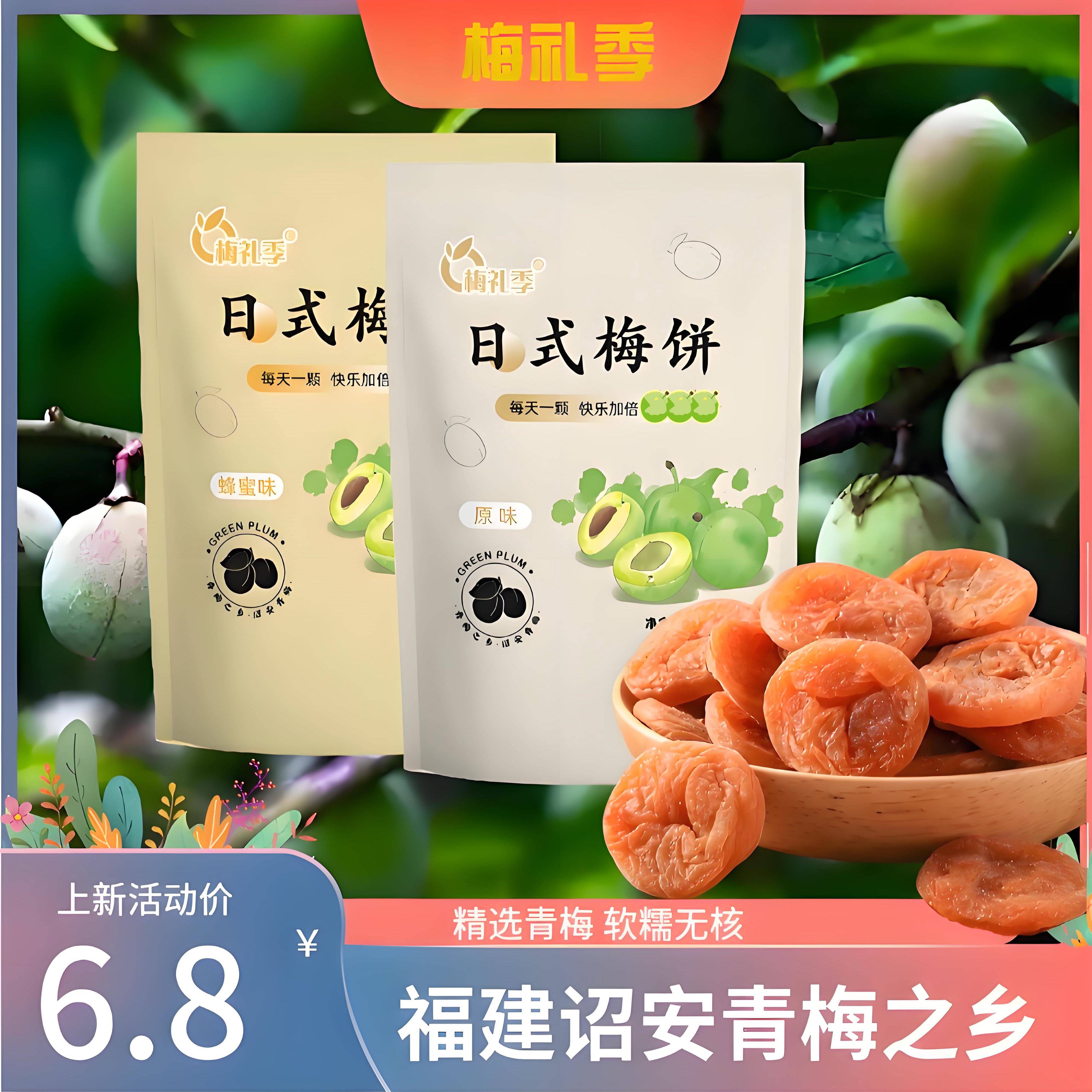梅子酸甜蜜饯梅礼季诏安日式梅饼无核话梅肉休闲孕妇零食酸甜蜜饯
