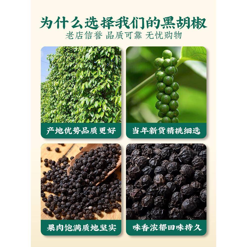 黑胡椒粒新货200g瓶装牛排调料烧烤家用大颗粒可研磨黑胡椒粉