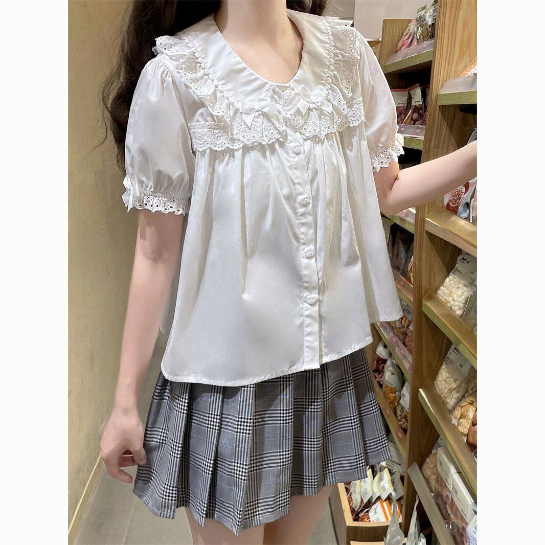蕾丝花边娃娃领甜美清新