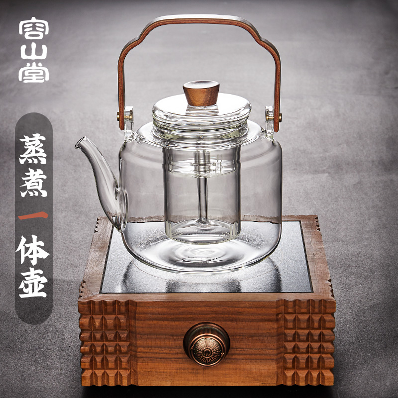 容山堂玻璃蒸汽大号提梁煮茶壶