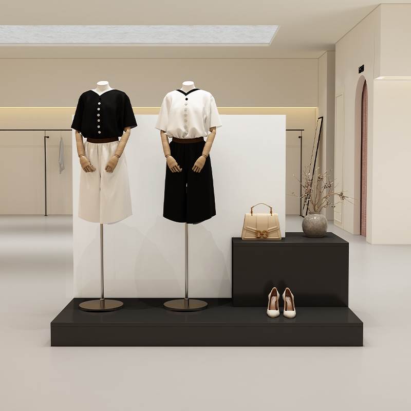 服装店橱窗展示台女装店鞋包陈列柜中岛流水台现代简约模特展示柜