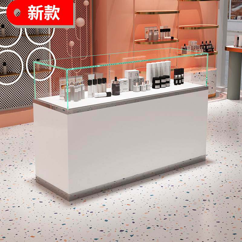新款高档化妆品口红玻璃展示柜奢侈品店铺陈列柜台品牌店烤漆展柜