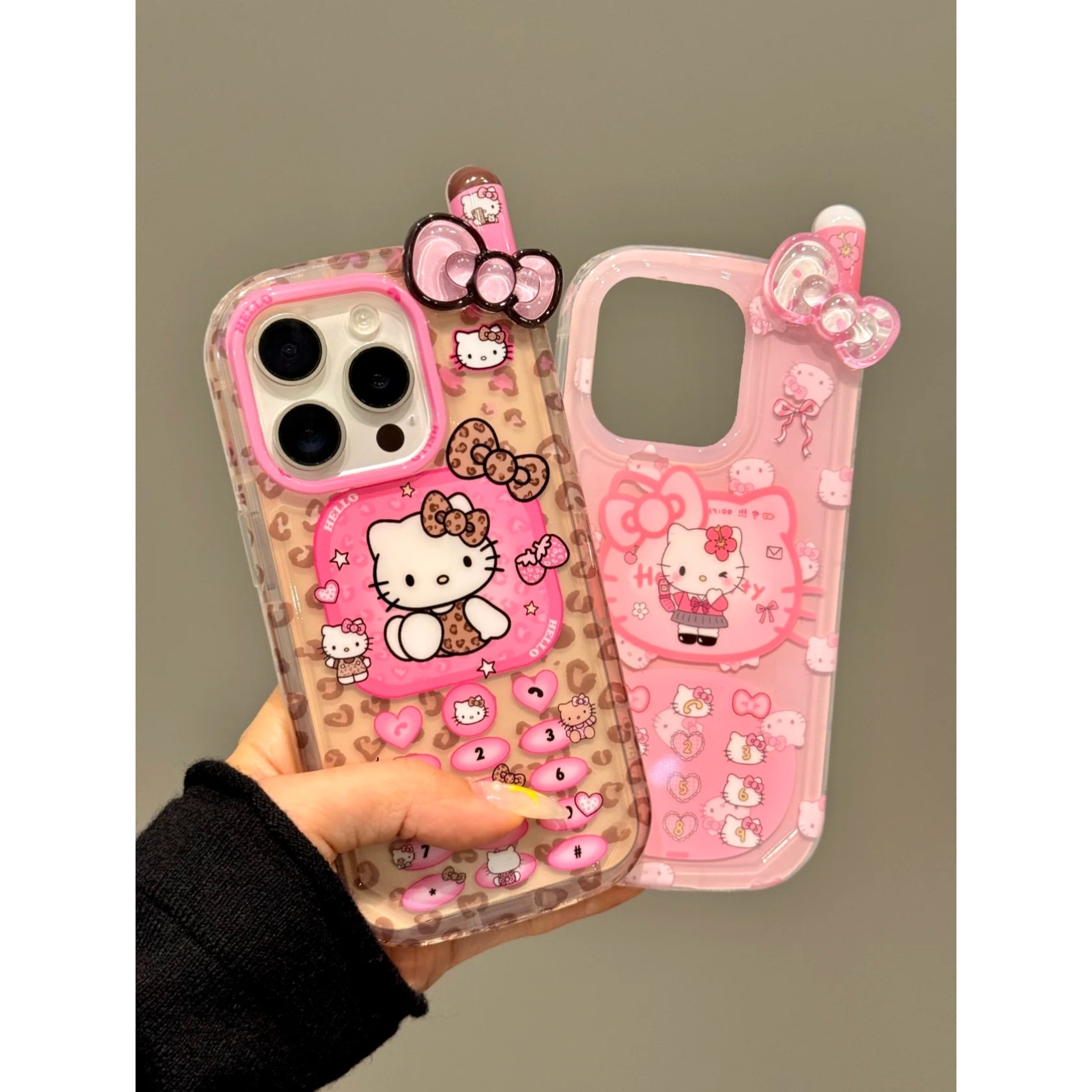 MOMOMOSTUDIOS可爱ins卡通豹纹KT蝴蝶结大哥大适用