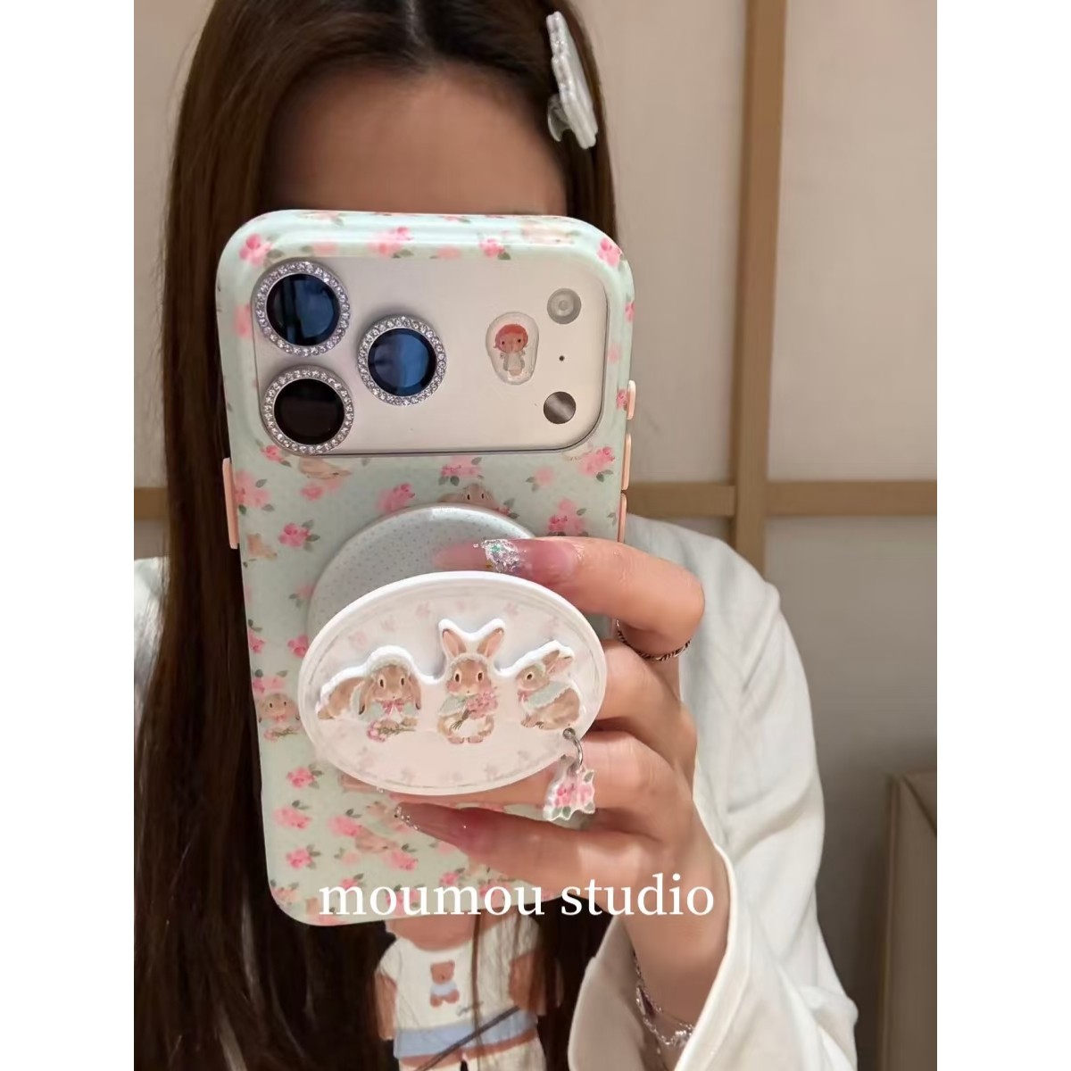 韩系ins可爱春樱碎花小兔手机壳