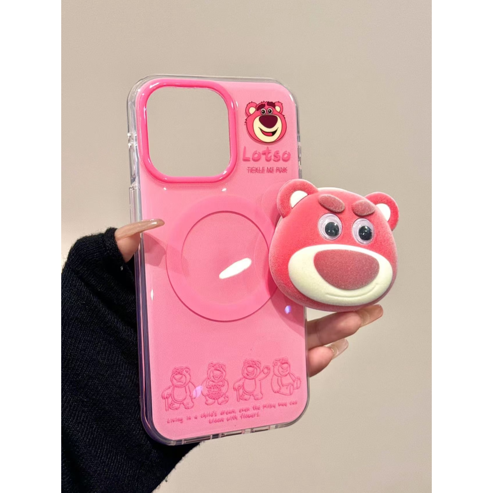 可爱ins卡通粉底草莓熊手机壳