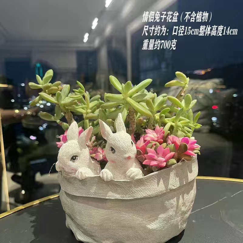 花园阳台仿真可爱小兔子花盆庭院园艺肉肉植物铜钱草花盆装饰造景,家居饰品,花盆,淘宝优惠券,粉丝福利购,淘宝优惠卷