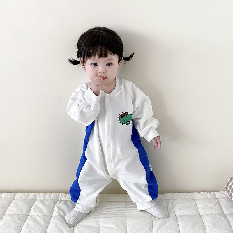 婴儿连体衣春秋可爱卡通超萌恐龙老虎哈衣爬爬服男女宝宝秋装衣服