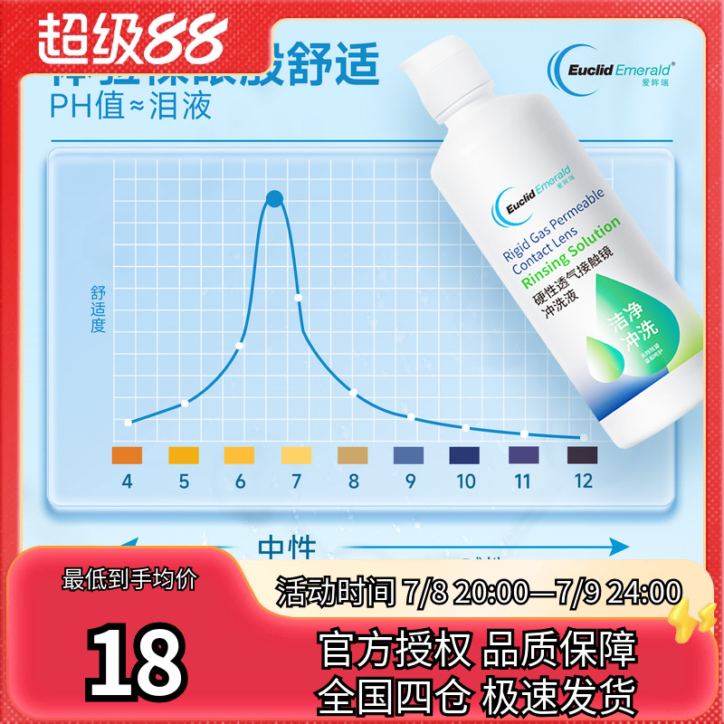 欧几里德得爱眸瑞硬性透气接触镜冲洗液RGP/ok镜通用清洗液360ml