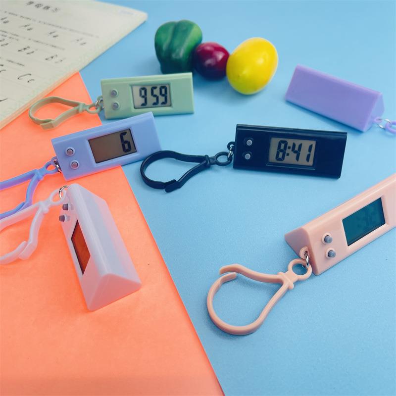 马卡龙色号迷你电子钟精美背包挂饰礼品钥匙扣电子钟数字lcd钟表