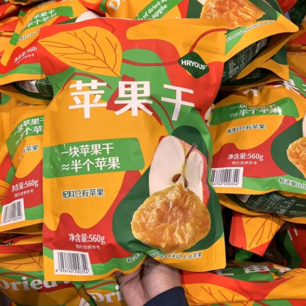 山姆代购HRYOUP苹果干560g 0色素0防腐0甜味剂精选烟台红富士苹果