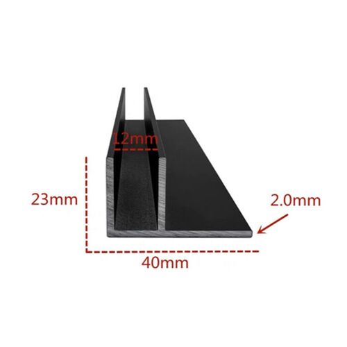 现货铝合金F槽卡槽 浴室玻璃隔断f型铝槽亚光磨砂黑色40*23*2包边