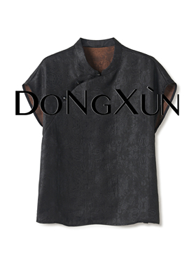 【老钱风】桑蚕丝香云纱满分真丝花萝新中式短袖上衣DX25AS164