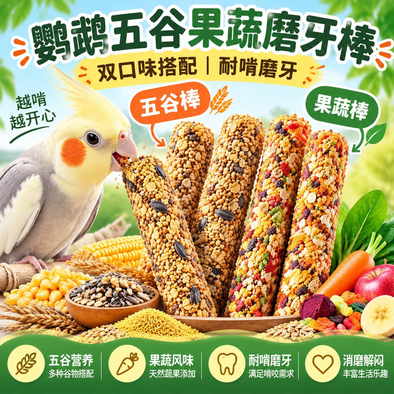 鹦鹉磨牙棒磨嘴训练解馋奖励零食