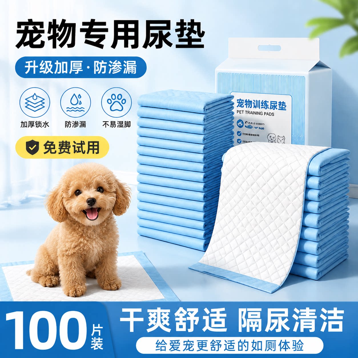 宠物专用尿片加厚防漏清洁更省心