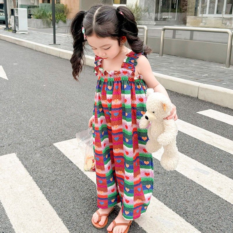 女童连体裤夏装2025新款儿童背带长裤薄款阔腿裤宝宝夏季洋气裤子