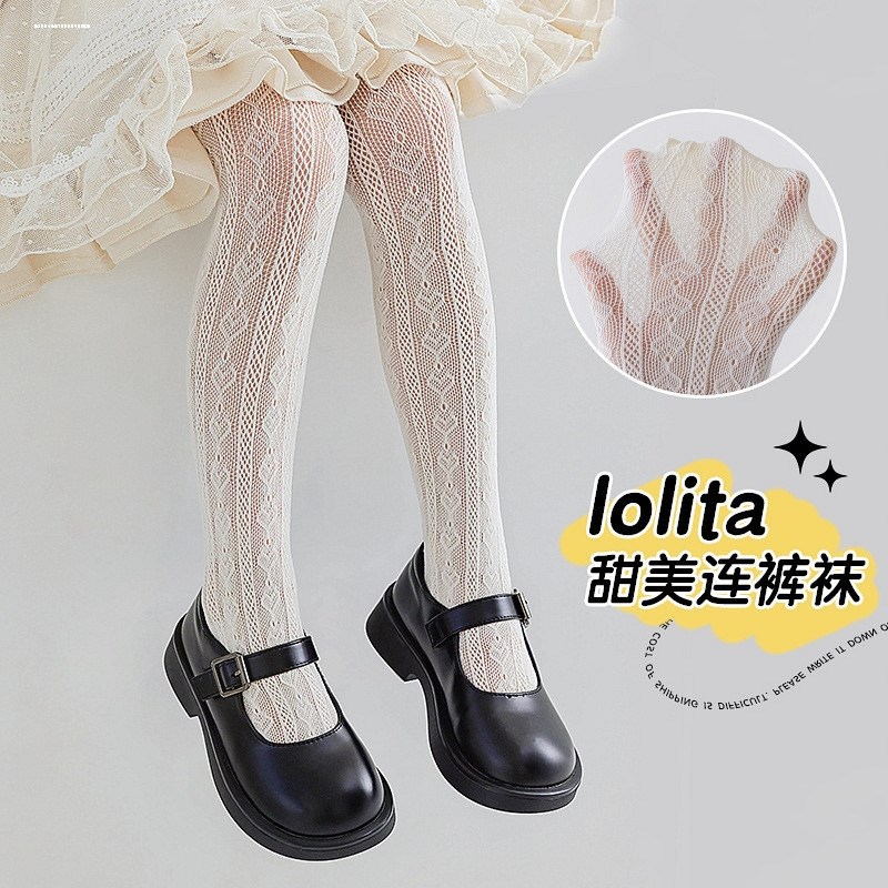 儿童打底裤夏季薄款网眼女童连体袜防蚊袜裙袜白色宝宝簿款连裤袜