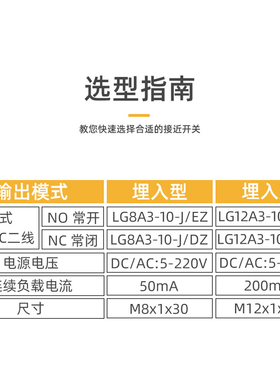 沪工磁性接近开关LG8A3-10-J/EZ DZ磁铁磁感应器LG12A3磁力传感器