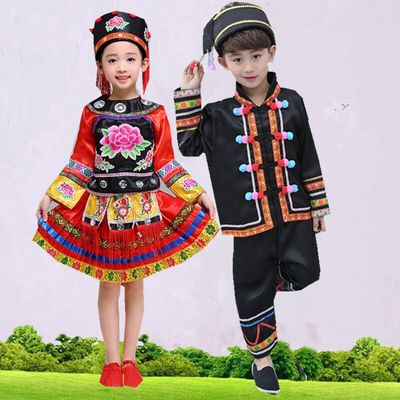 儿童少数民族怒族表演服男女童幼儿学生怒族阿昌族傈僳族舞台服装