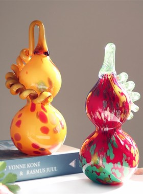 乔迁新居礼物葫芦摆件新中式开业搬家办公室高档客厅酒柜轻奢琉璃