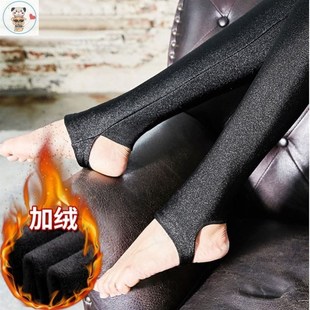 薄绒光面秋裤女打底裤女外穿显瘦丝滑健美裤高腰秋冬踩脚蹬裤女