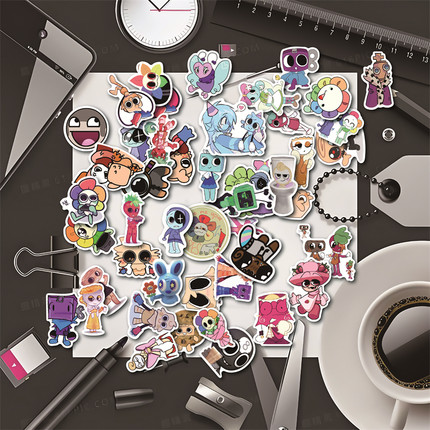 50张Dandys World丹迪的世界游戏周边贴纸DIY手机电脑水杯相框画笔记本桌面手账墙面遮丑防水造景装饰贴纸