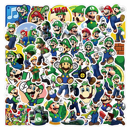 50张马里奥贴纸装饰手机冰箱笔记本电脑桌面墙面防水不干胶贴画