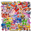 50张卡通动画超级飞侠防水贴纸diy手机壳笔记本电脑手账水杯充电宝ipad儿童行李箱文具桌面冰箱自行车贴纸