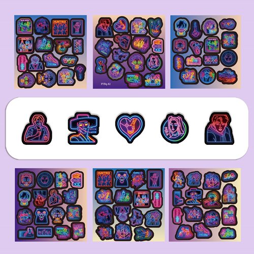100张猎魔女团霓虹创意防水贴纸