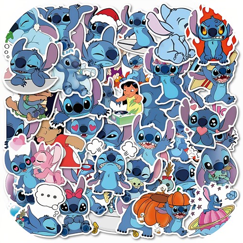 粉蓝色史迪仔星际卡通动画贴纸