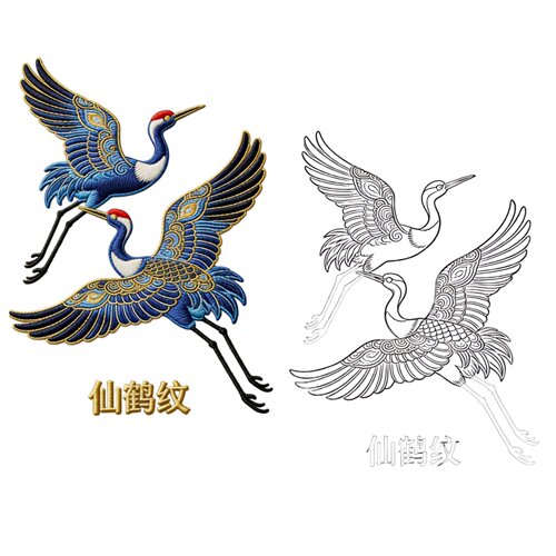 中式美学神兽绣样水溶布不干胶
