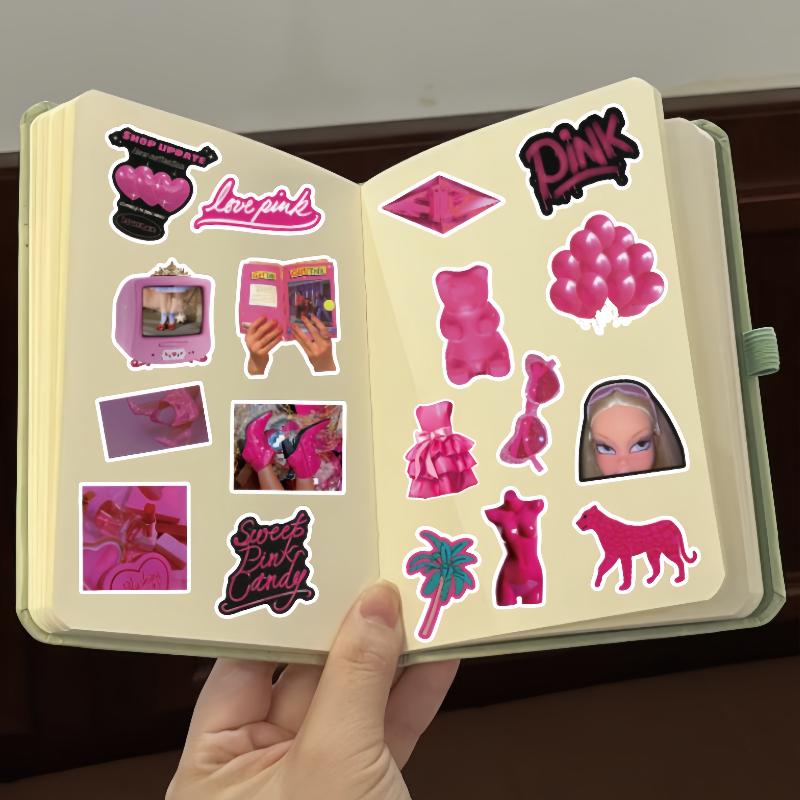 50张粉红少女心芭比粉生活涂鸦贴纸DIY手机电脑充电宝笔记本行李箱ipad手账素材桌面墙面水杯造景不干胶贴纸,文具电教/文化用品/商务用品,贴纸/立体贴纸,淘宝优惠券,粉丝福利购,淘宝优惠卷