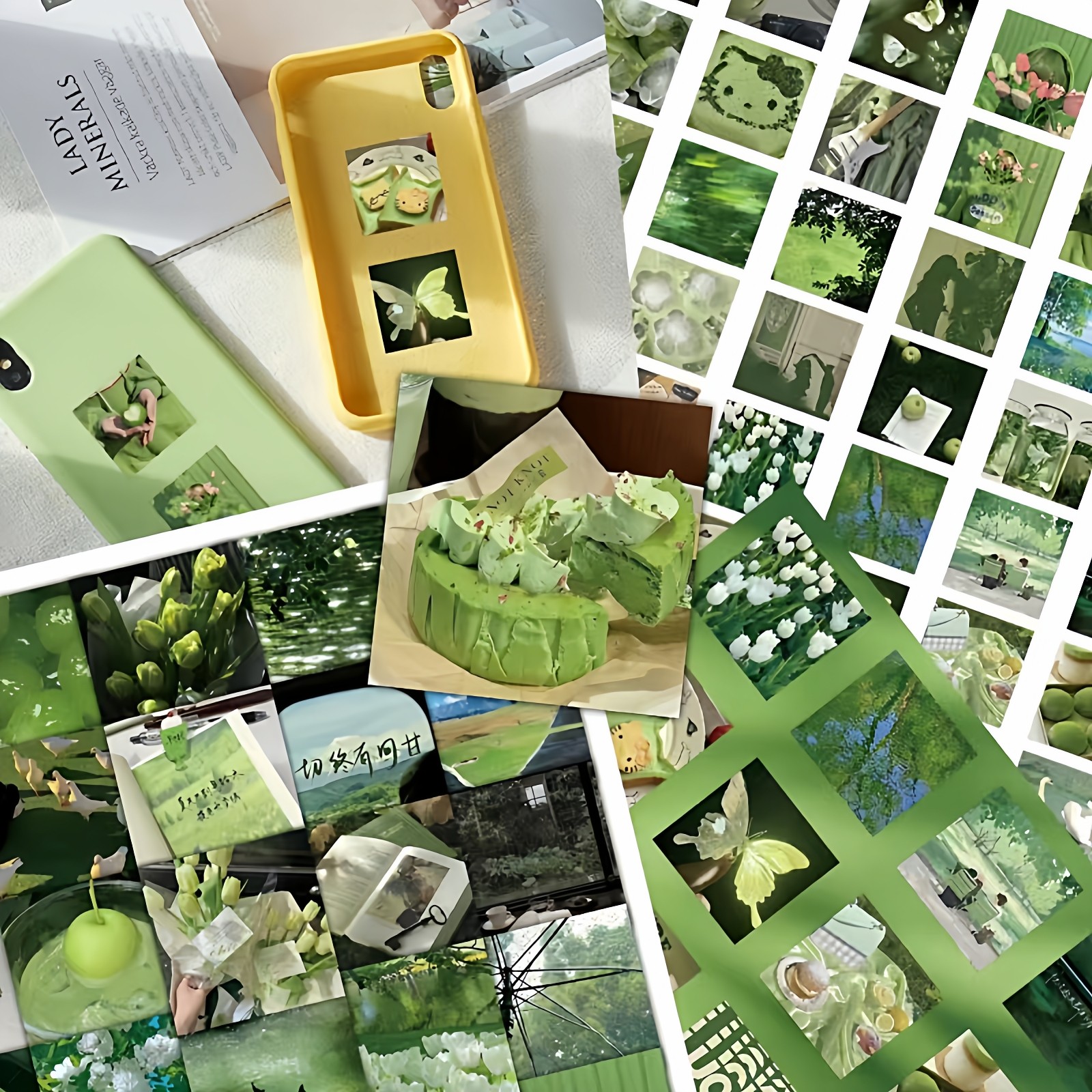 72张ins风绿色是流动舒展的生命Green is the flowing and stretching life手机壳充电宝行李箱桌面墙面贴纸,文具电教/文化用品/商务用品,贴纸/立体贴纸,淘宝优惠券,粉丝福利购,淘宝优惠卷