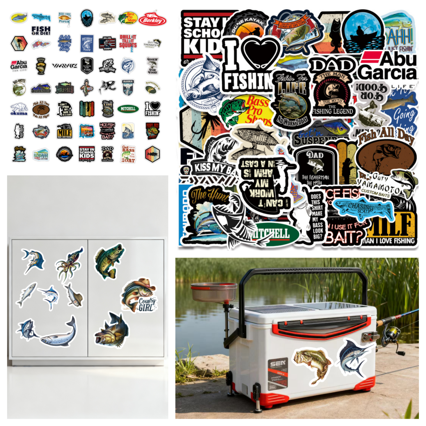 50张仿生鱼卡通贴纸大尺寸鱼类贴画装饰渔具箱包电脑收纳箱桌面墙面遮丑手账素材防水不干胶装饰贴纸,文具电教/文化用品/商务用品,贴纸/立体贴纸,淘宝优惠券,粉丝福利购,淘宝优惠卷