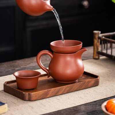 大红袍紫砂公道杯茶漏组合一体分茶器家用大容量茶海过滤茶具配件