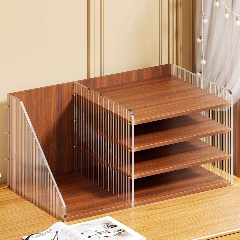 桌面书架书立架宿舍书桌收纳柜办公桌轻奢置物架学习桌分层整理盒