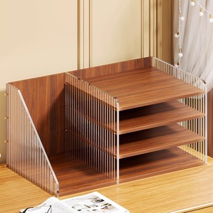 桌面书架书立架宿舍书桌收纳柜办公桌轻奢置物架学习桌分层整理盒